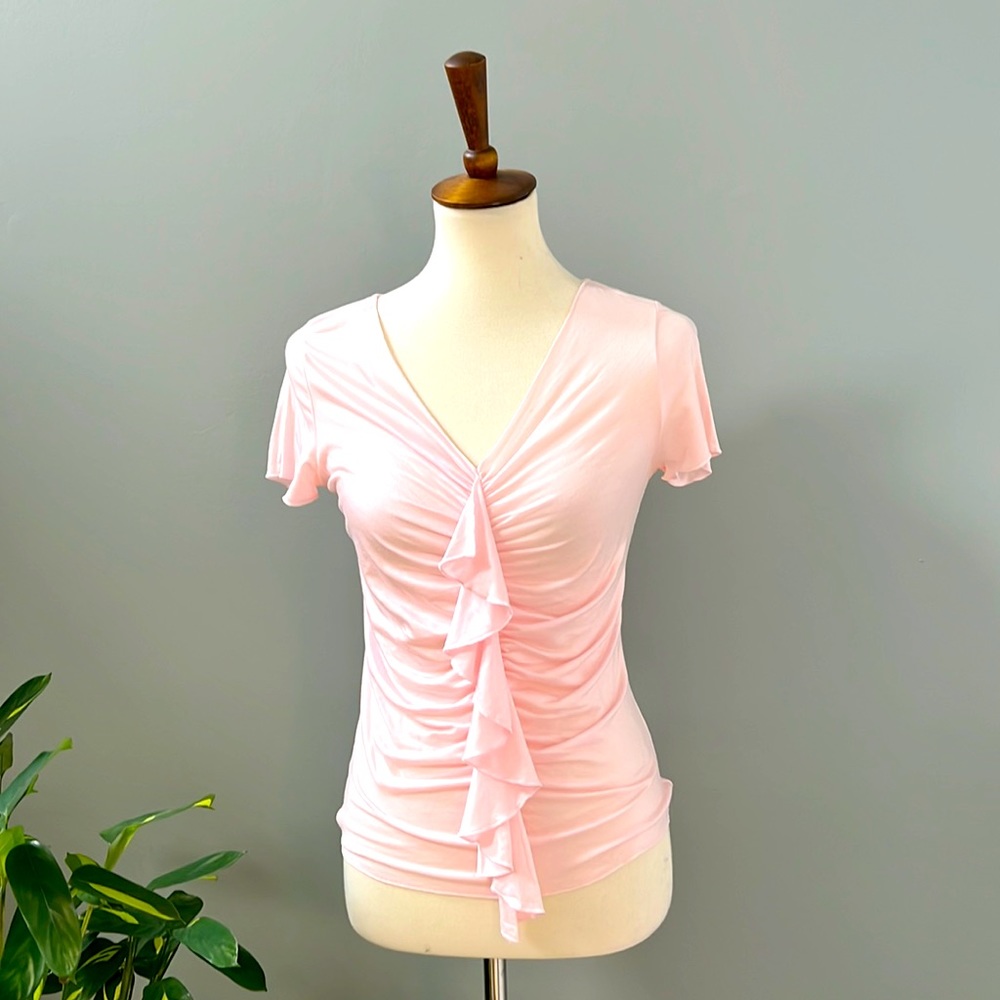 Feminine V-Neck Top in Pale Pink